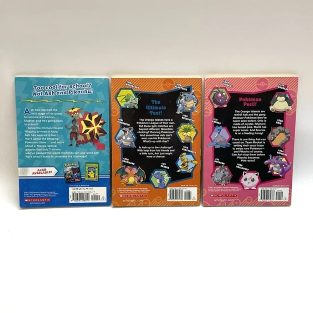 Lot of 3 Scholastic Paperback‎ Pokémon Books 2017 Ash Catchem Pikachu